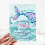 Mermaid Watercolor Birthday Invitation<br><div class="desc">Mermaid Birthday Party Invitation. Under the Sea,  watercolor mermaid birthday.</div>