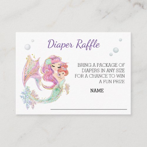 Mermaid Watercolor Books for Baby Shower  Enclosure Card