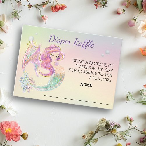 Mermaid Watercolor Books for Baby Shower  Enclosure Card