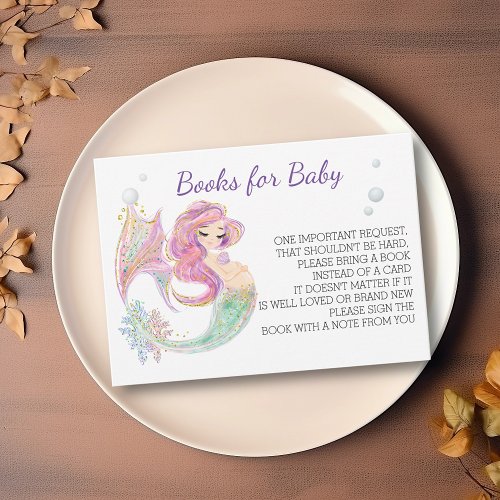 Mermaid Watercolor Books for Baby Shower  Enclosure Card