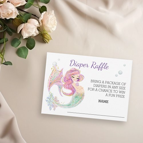 Mermaid Watercolor Books for Baby Shower  Enclosure Card