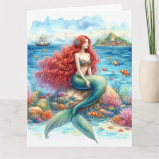 Mermaid watercolor card
