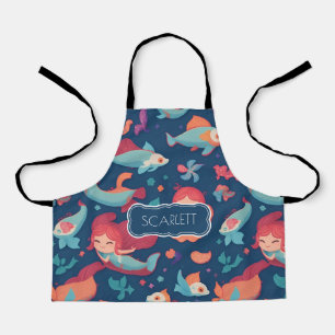 Mermaid Watercolor Colorful Personalized Pattern Apron