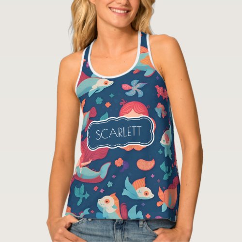 Mermaid Watercolor Colorful Personalized Pattern Tank Top