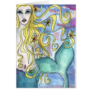 Mermaid Watercolor Painting Cards