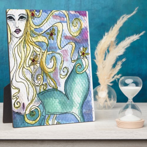Mermaid Watercolor Painting Plaque