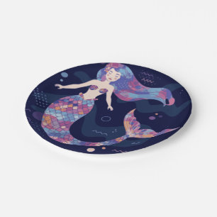 Mermaid Watercolor Paper Plates