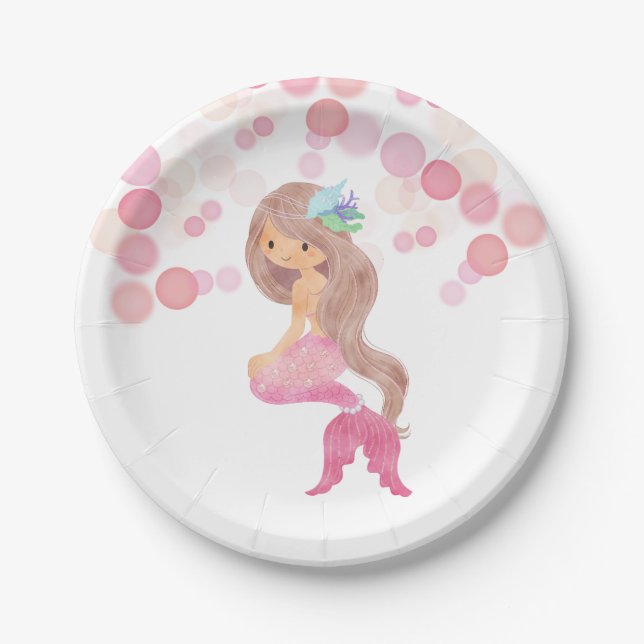 Mermaid Watercolor Party Plates (Front)