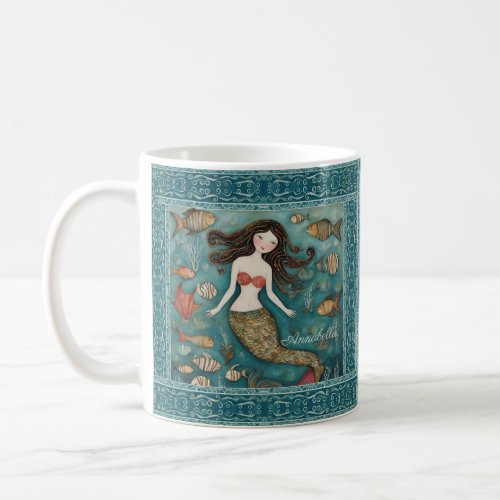  Mermaid Watercolor Personalized Coffee Mug