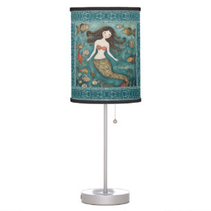 Mermaid Watercolor Personalized Table Lamp