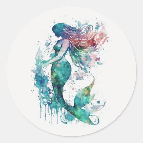 Mermaid watercolor sticker