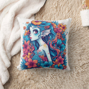 mermaid Watercolor Throw Pillow