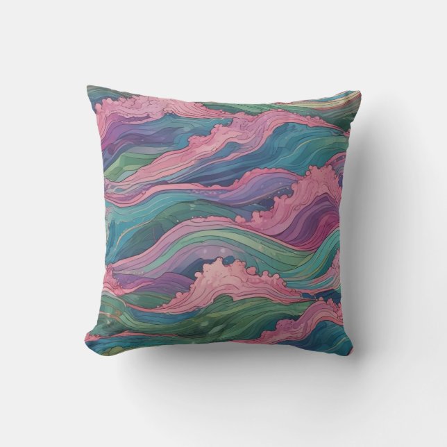 Mermaid Waves Throw Pillow (Front)