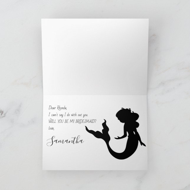Mermaid Wedding Will You Be My Bridesmaid Card (Inside)