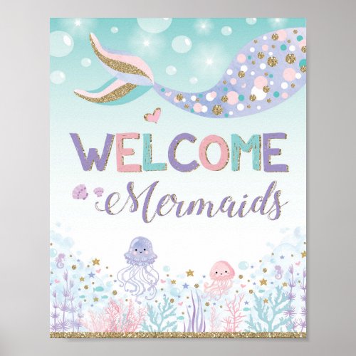 Mermaid Welcome Sign Birthday Decor Under the Sea
