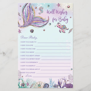 Mermaid Well Wishes for Baby Shower Activity Card