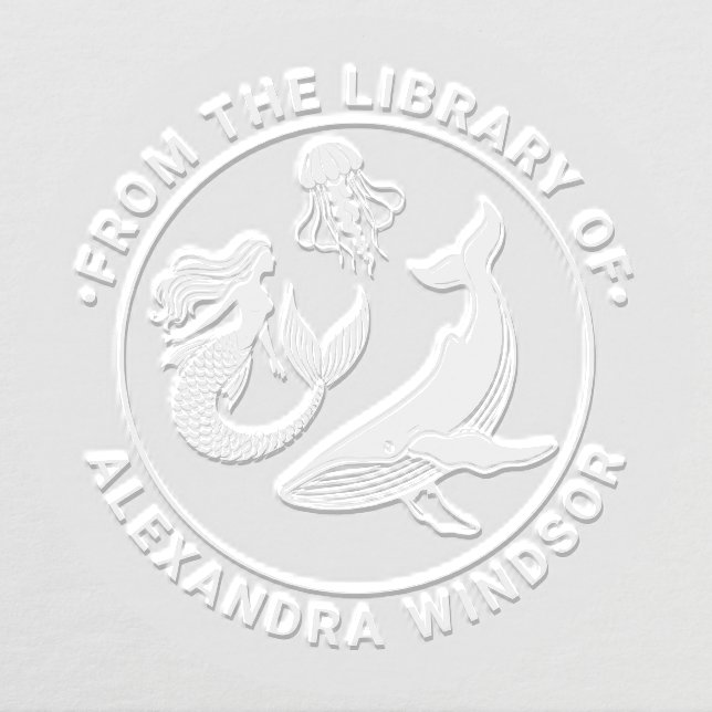 Mermaid, Whale, Jellyfish Library Book Name Embosser (Design)