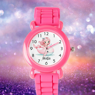 Mermaid whale pink girl name underwater watch