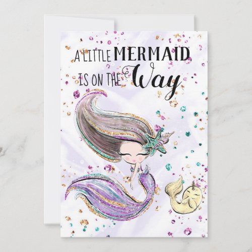 ~ Mermaid Whaleicorn Cute Baby Shower Invitation