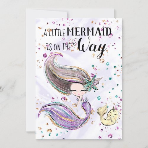  Mermaid Whaleicorn Cute Baby Shower Invitation