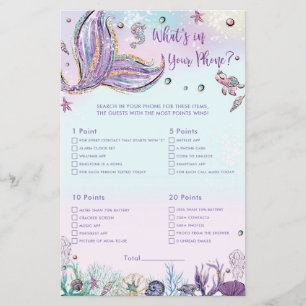 Mermaid What's In Your Phone Game Shower Activity