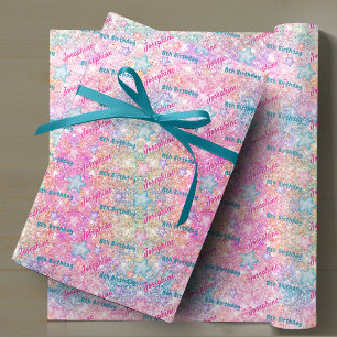 Mermaid whimsical colorful birthday custom wrapping paper