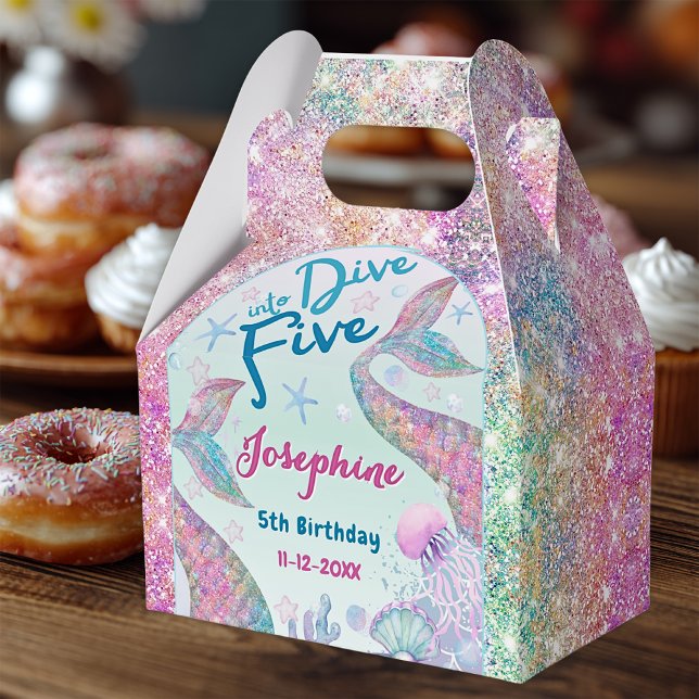 Mermaid whimsical fifth birthday custom favor boxes (Creator Uploaded)