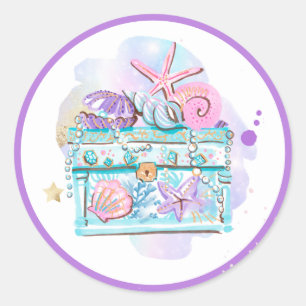 Mermaid Whimsical Under The Sea Birthday Party Classic Round Sticker