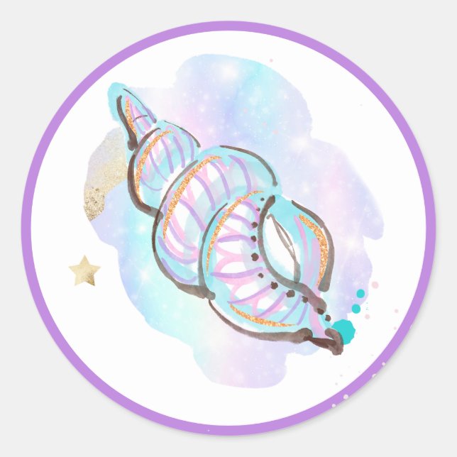 Mermaid Whimsical Under The Sea Birthday Party Classic Round Sticker (Front)
