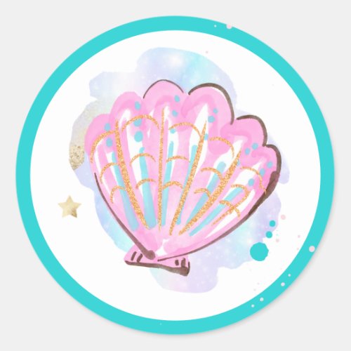 Mermaid Whimsical Under The Sea Birthday Party  Classic Round Sticker