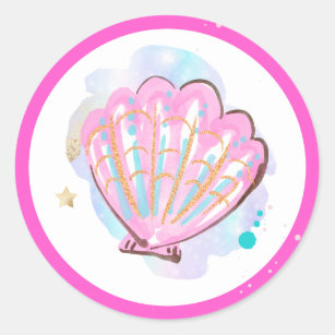 Mermaid Whimsical Under The Sea Birthday Party Classic Round Sticker