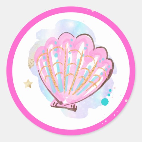 Mermaid Whimsical Under The Sea Birthday Party Classic Round Sticker