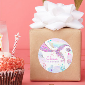Mermaid Whimsical Under The Sea Birthday Party Classic Round Sticker