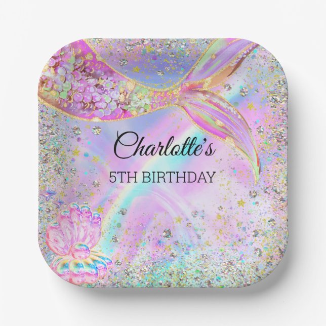 Mermaid Whimsical Under The Sea Birthday Party  Paper Plates (Front)