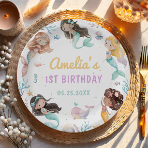Mermaid Whimsical Under The Sea Birthday Party Paper Plates
