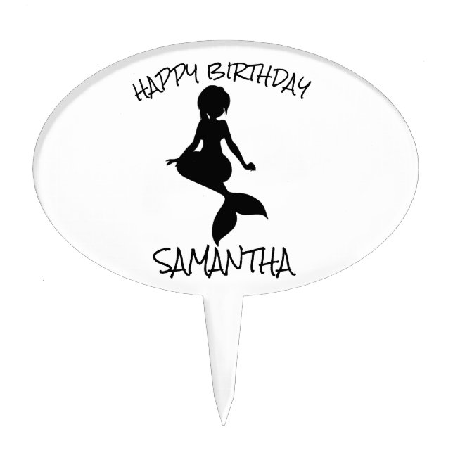 Mermaid White ORANGE Cake Topper (Front)