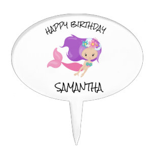 Mermaid White Purple Cake Topper