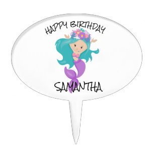 Mermaid White Purple Cake Topper