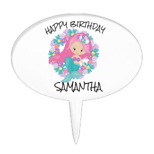 Mermaid White Purple Cake Topper