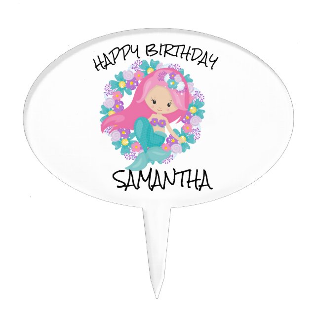 Mermaid White Purple Cake Topper (Front)