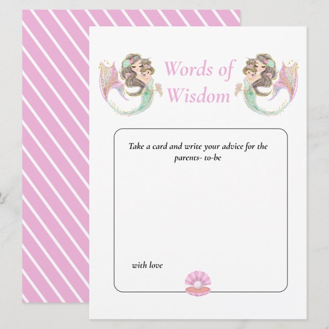 Mermaid Wisdom Brown Mom Baby Shower Under the Sea Invitation (Front/Back)