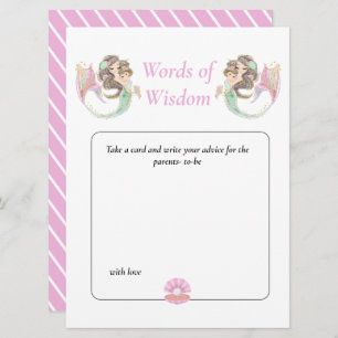 Mermaid Wisdom Brown Mom Baby Shower Under the Sea Invitation