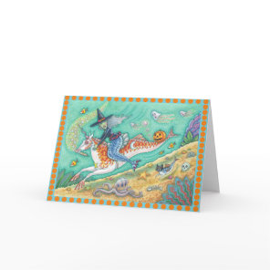 MERMAID WITCH, FANTASY MERHORSE GREETING CARD Blnk