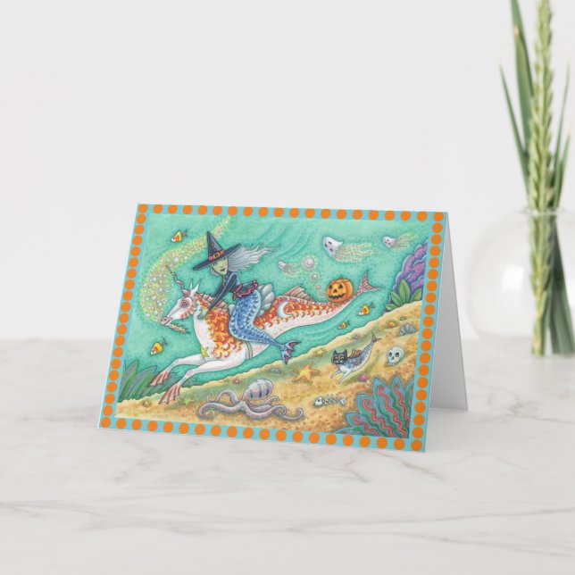 MERMAID WITCH, FANTASY MERHORSE GREETING CARD Blnk (Front)