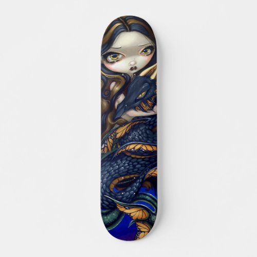 Mermaid with a Black Sea Serpent SKATEBOARD dragon