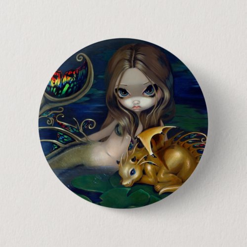 Mermaid with a Golden Dragon Button