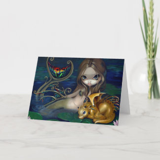 "Mermaid with a Golden Dragon" Greeting Card