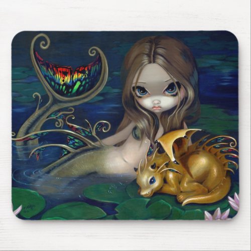 Mermaid with a Golden Dragon Mousepad