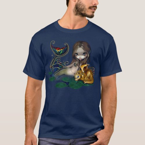 Mermaid with a Golden Dragon Shirt fantasy art