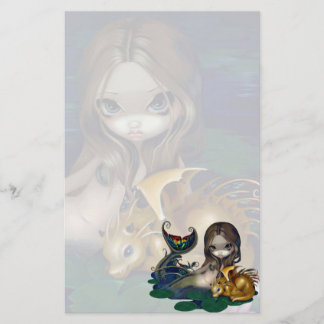 "Mermaid with a Golden Dragon" Stationery